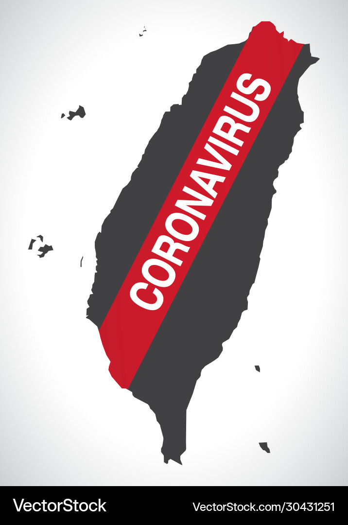 Taiwan map with coronavirus warning Taiwan map with coronavirus warning vector image