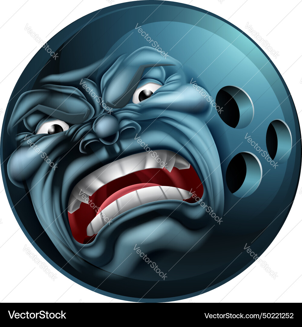 Angry bowling ball sports cartoon mascot Angry bowling ball sports cartoon mascot vector image