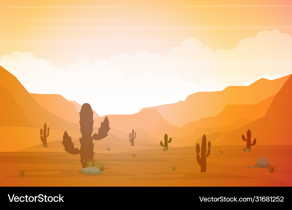 Beautiful western desert landscape with sky rock Beautiful western desert landscape with sky rock vector image