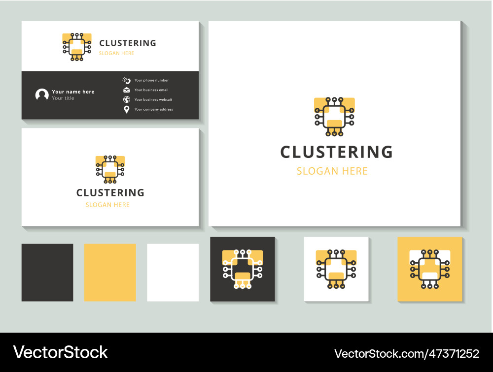 Clustering logo design with editable slogan Clustering logo design with editable slogan vector image