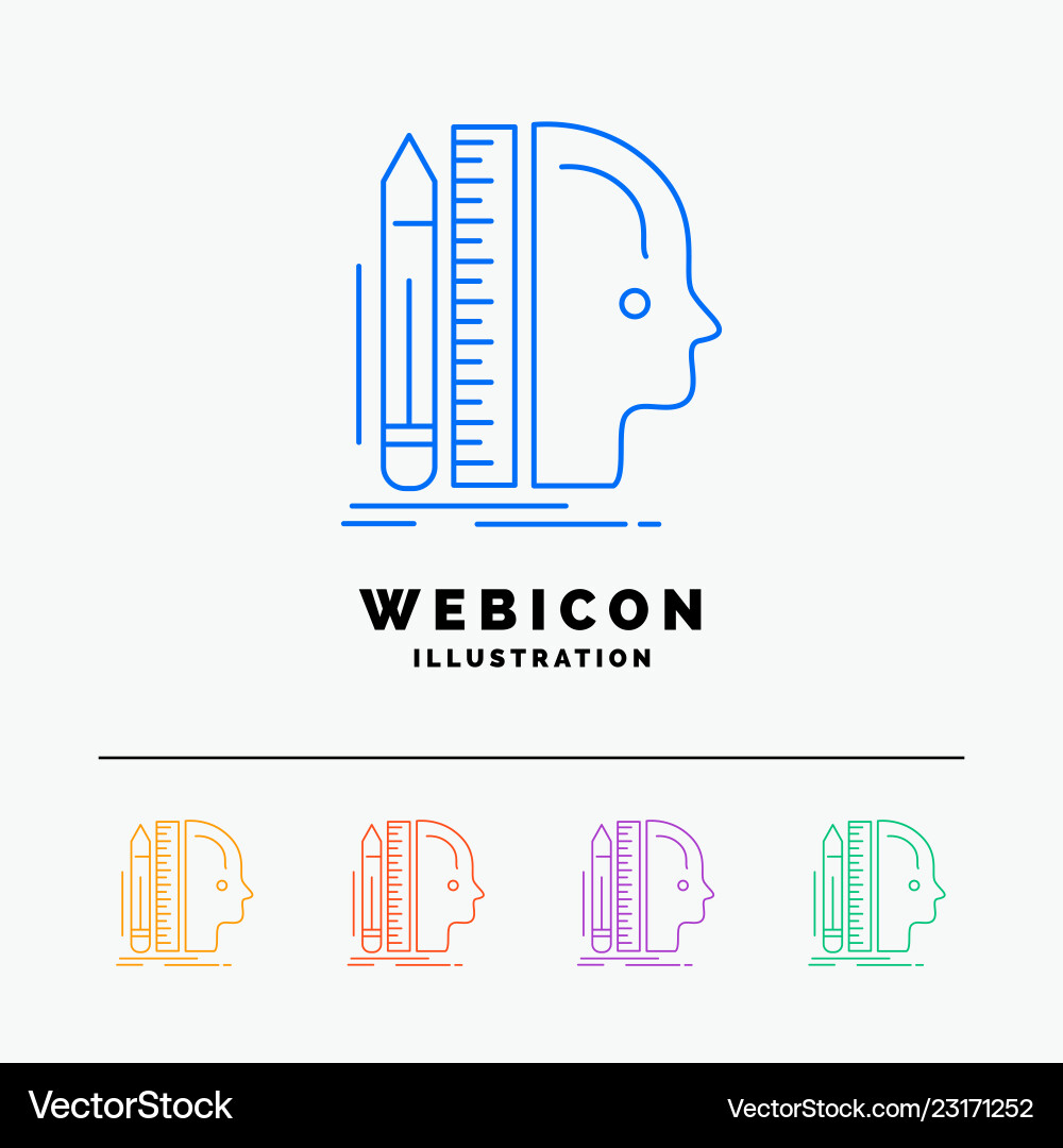 Design human ruler size thinking 5 color line web Design human ruler size thinking 5 color line web vector image