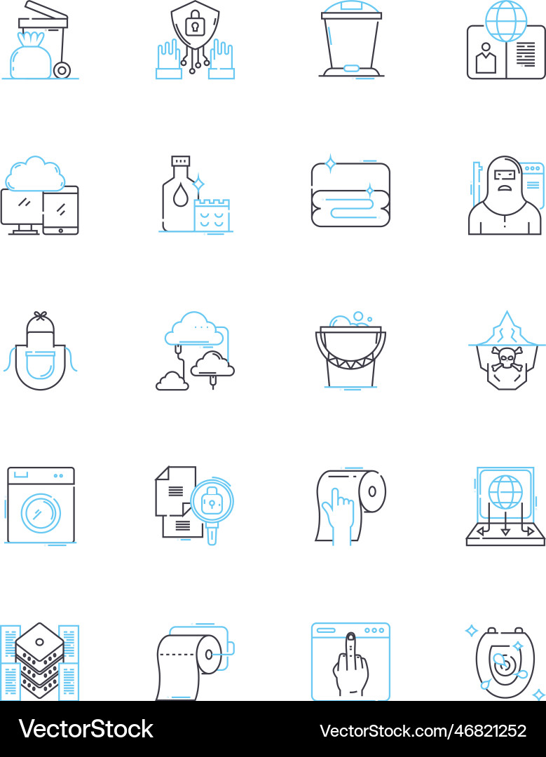 Disinfecting linear icons set sanitizing Vector Image