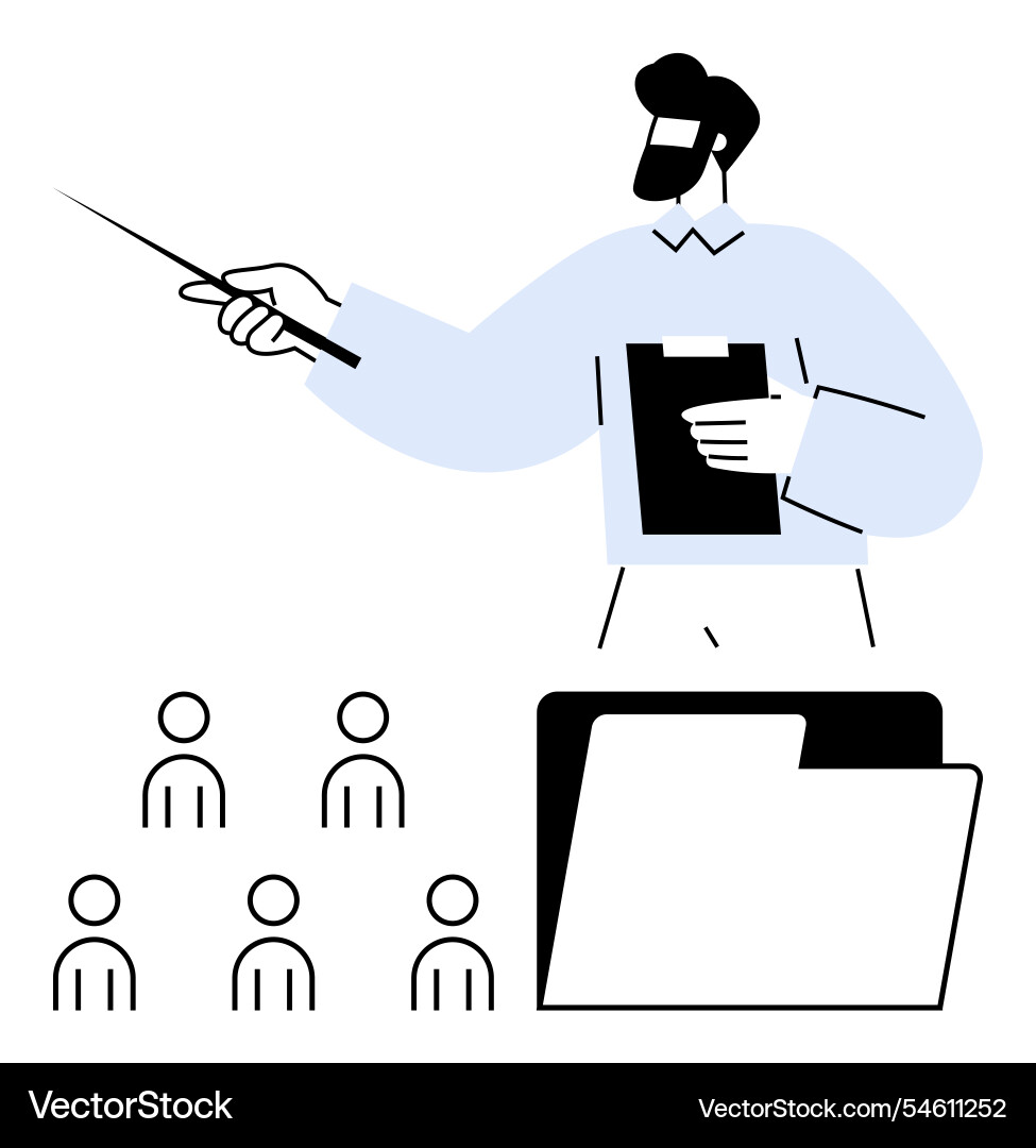 Instructor explaining content with pointer Instructor explaining content with pointer vector image
