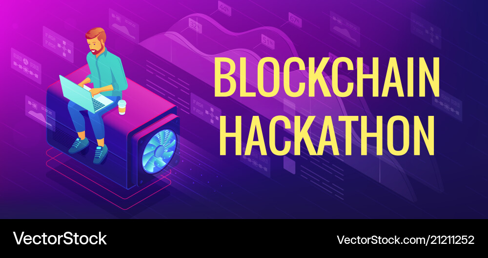 Isometric blockchain hackathon concept Isometric blockchain hackathon concept vector image