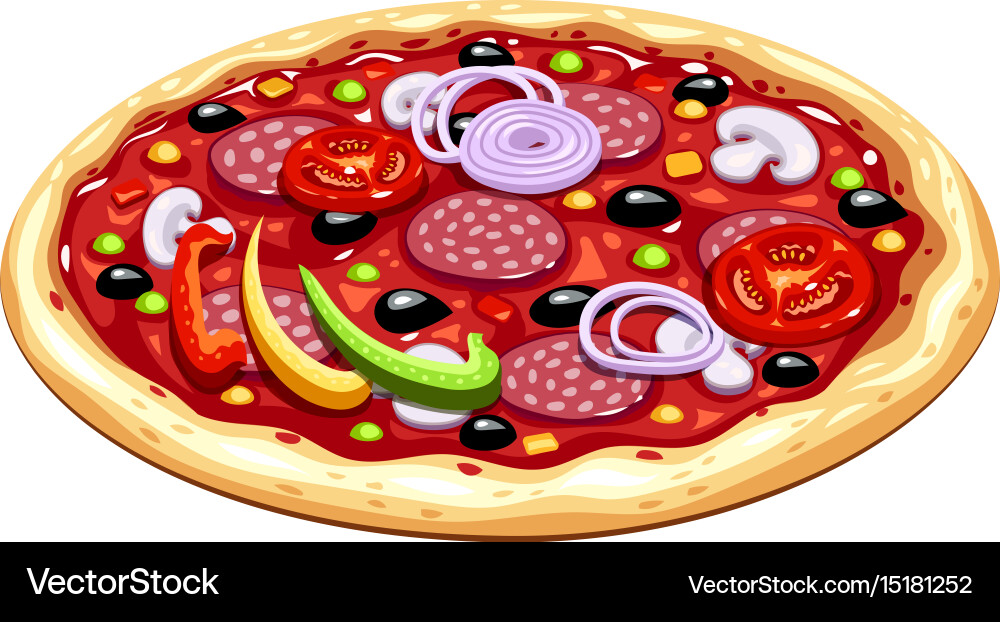 Köstliche Pizzascheibe Vektorbild