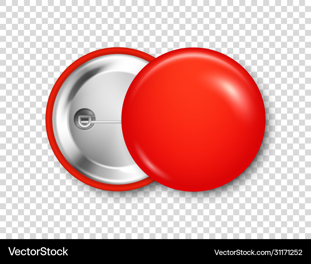Realistic red blank badge 3d glossy round button Realistic red blank badge 3d glossy round button vector image