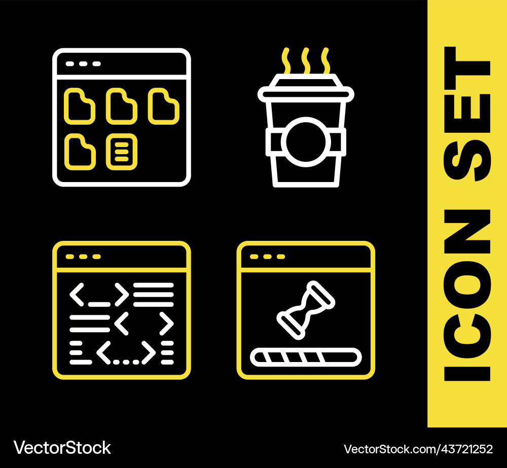 Set line coffee cup to go loading data window Set line coffee cup to go loading data window vector image