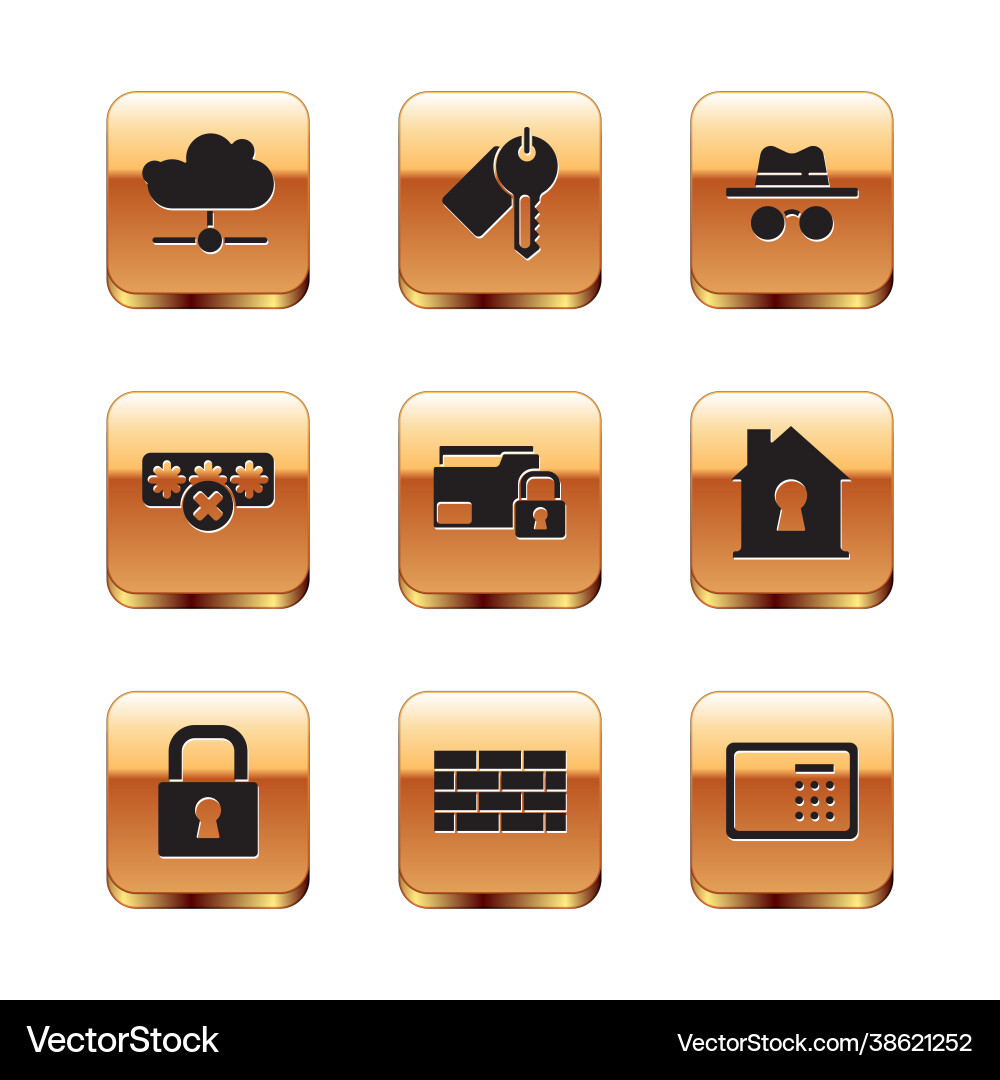 Set network cloud connection lock firewall Set network cloud connection lock firewall vector image