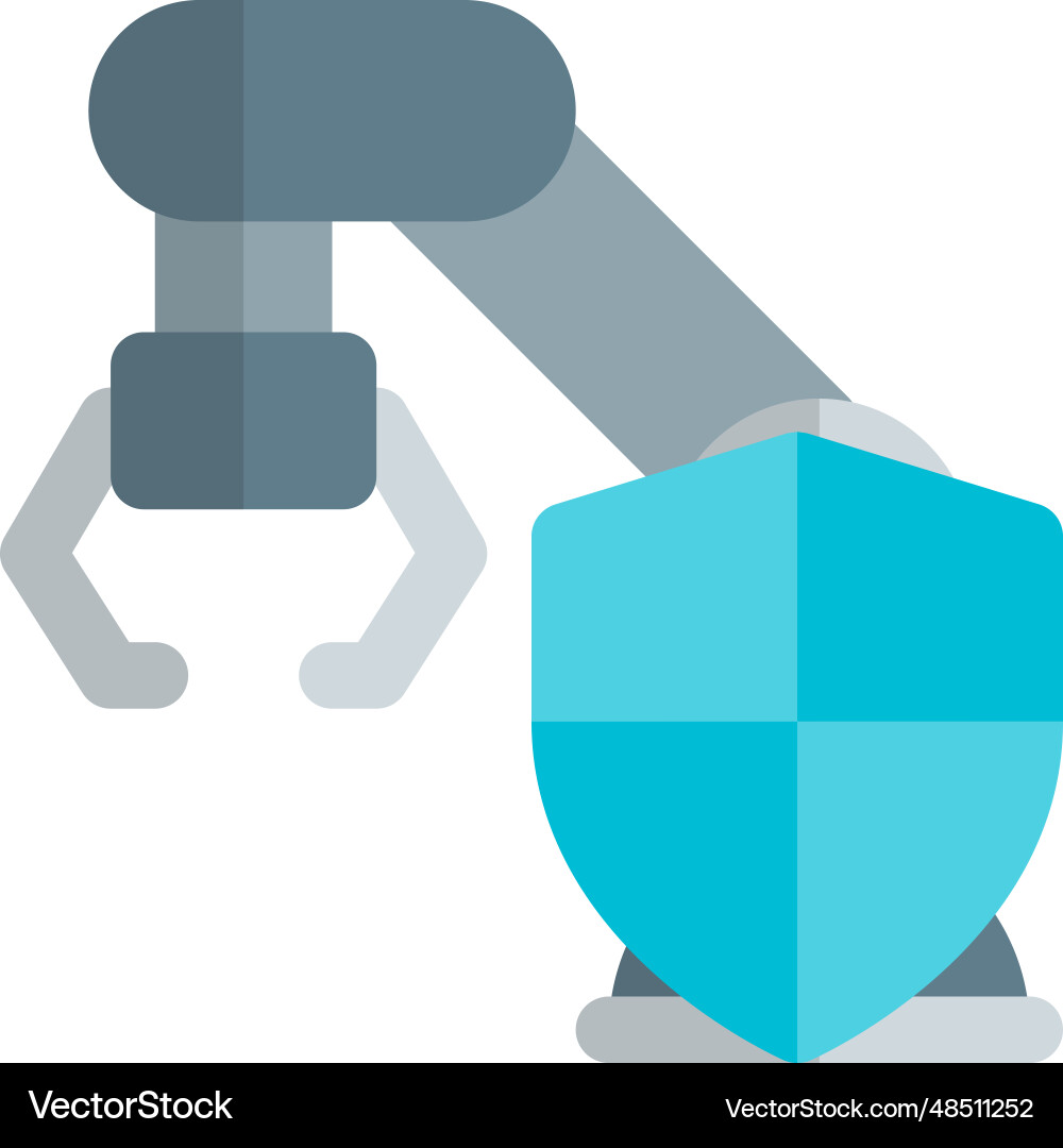 Shield protected robotic arm machine in factory vector image