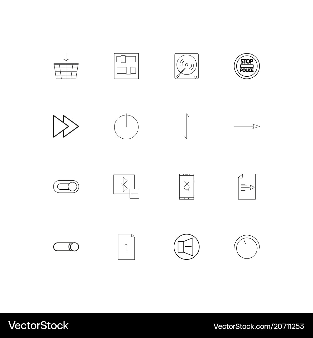 Buttons simple linear icons set outlined vector image