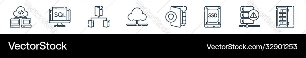 Database and servers line icons linear set Database and servers line icons linear set Vector Image