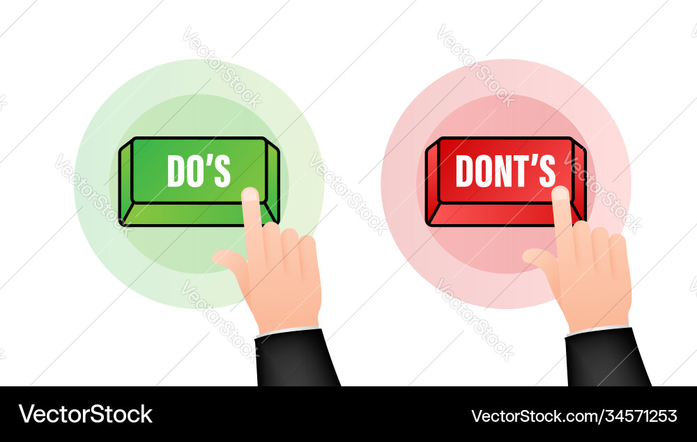 Do s and don ts button flat simple thumb up vector image