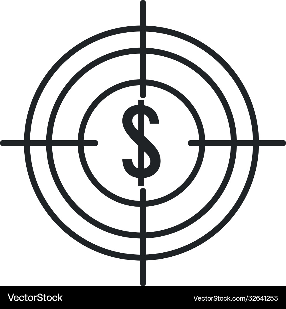 Dollar in target line style icon design Vector Image