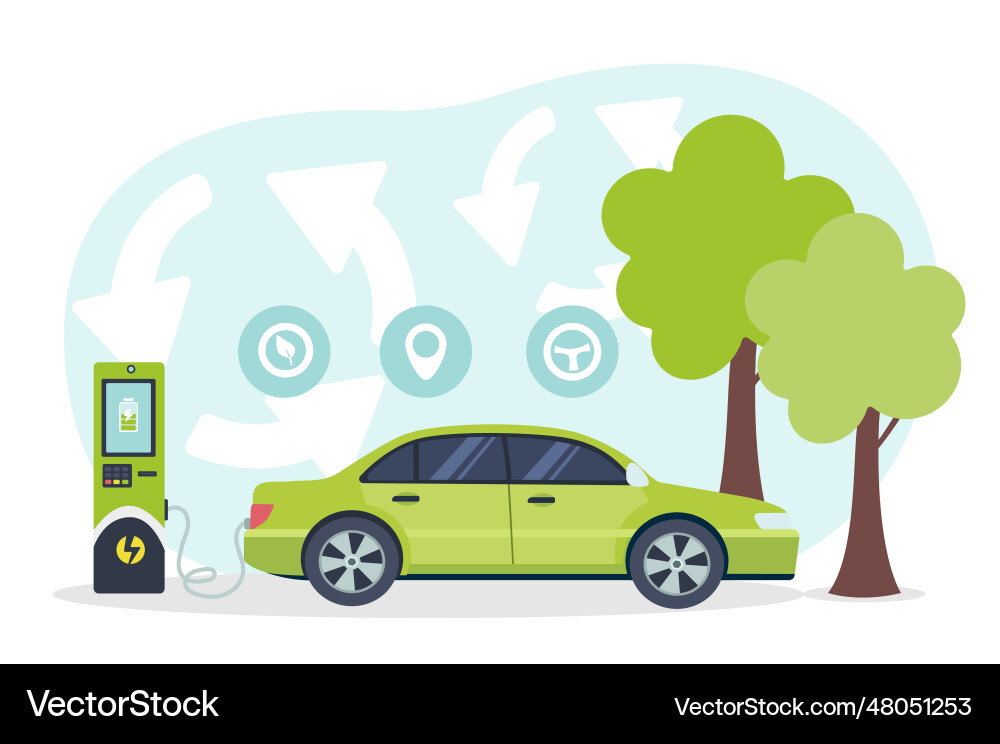 Eco green car charging concept Eco green car charging concept vector image
