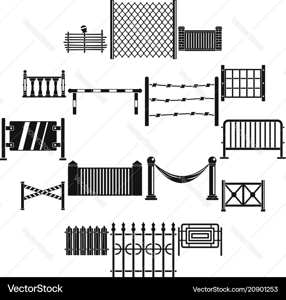 Fencing icons set simple style Fencing icons set simple style vector image