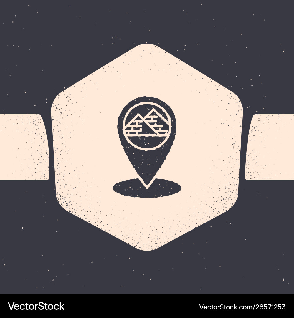 Grunge map pointer with egypt pyramids icon Vector Image