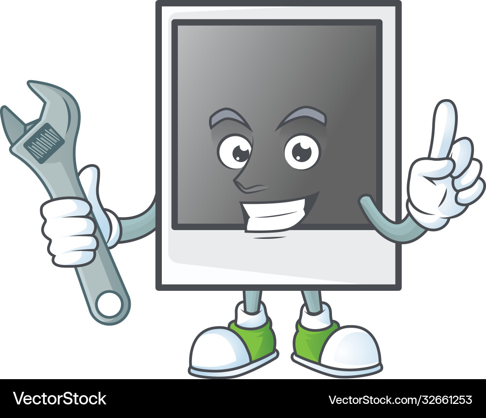 Happily mechanic empty polaroid photo frame Vector Image