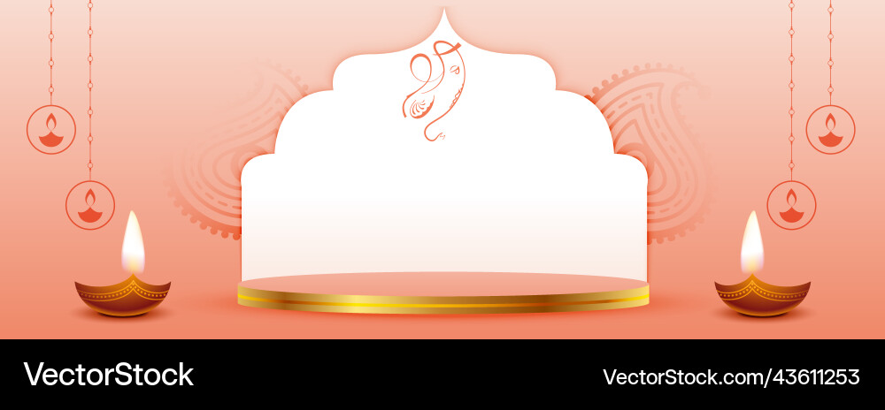 Happy ganesh chaturthi banner with 3d podium Vector Image