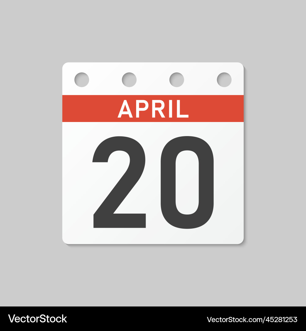 Icon page calendar day - 20 april Icon page calendar day - 20 april vector image