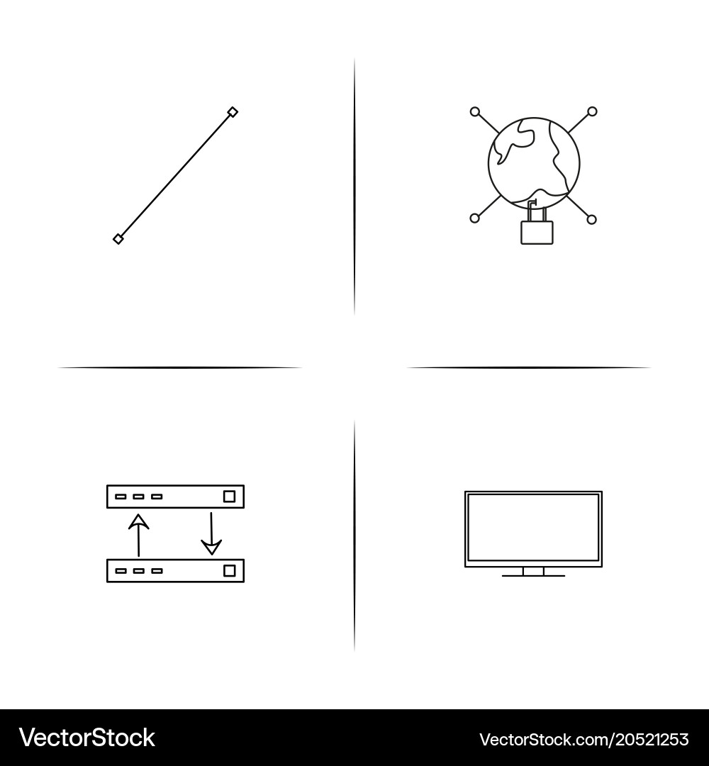 Internet security simple linear icons set vector image