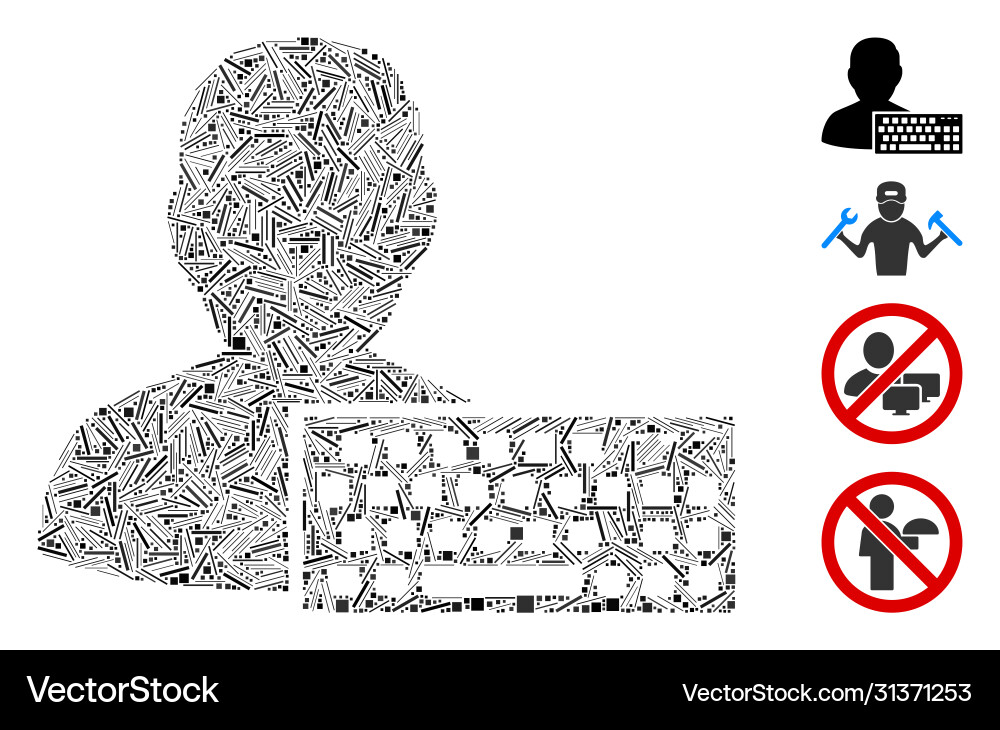 Linear coder icon collage Linear coder icon collage vector image