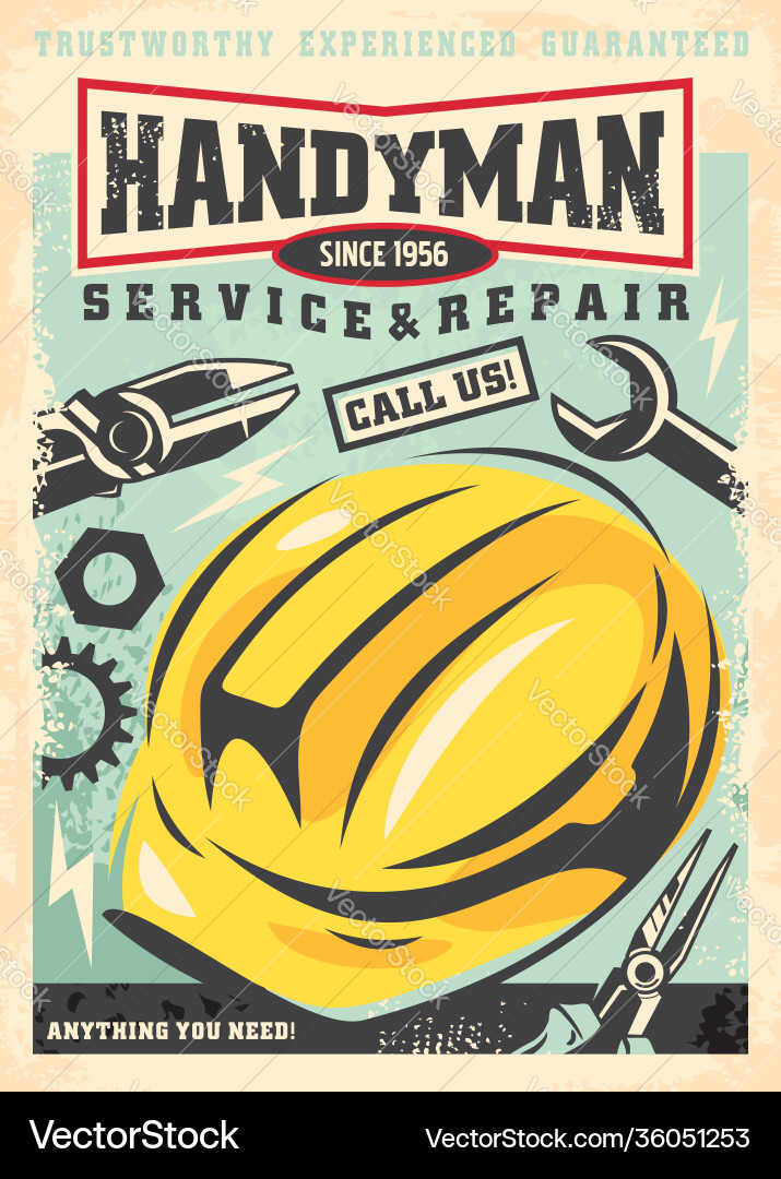 Retro Handyman Repair Poster Vector Image