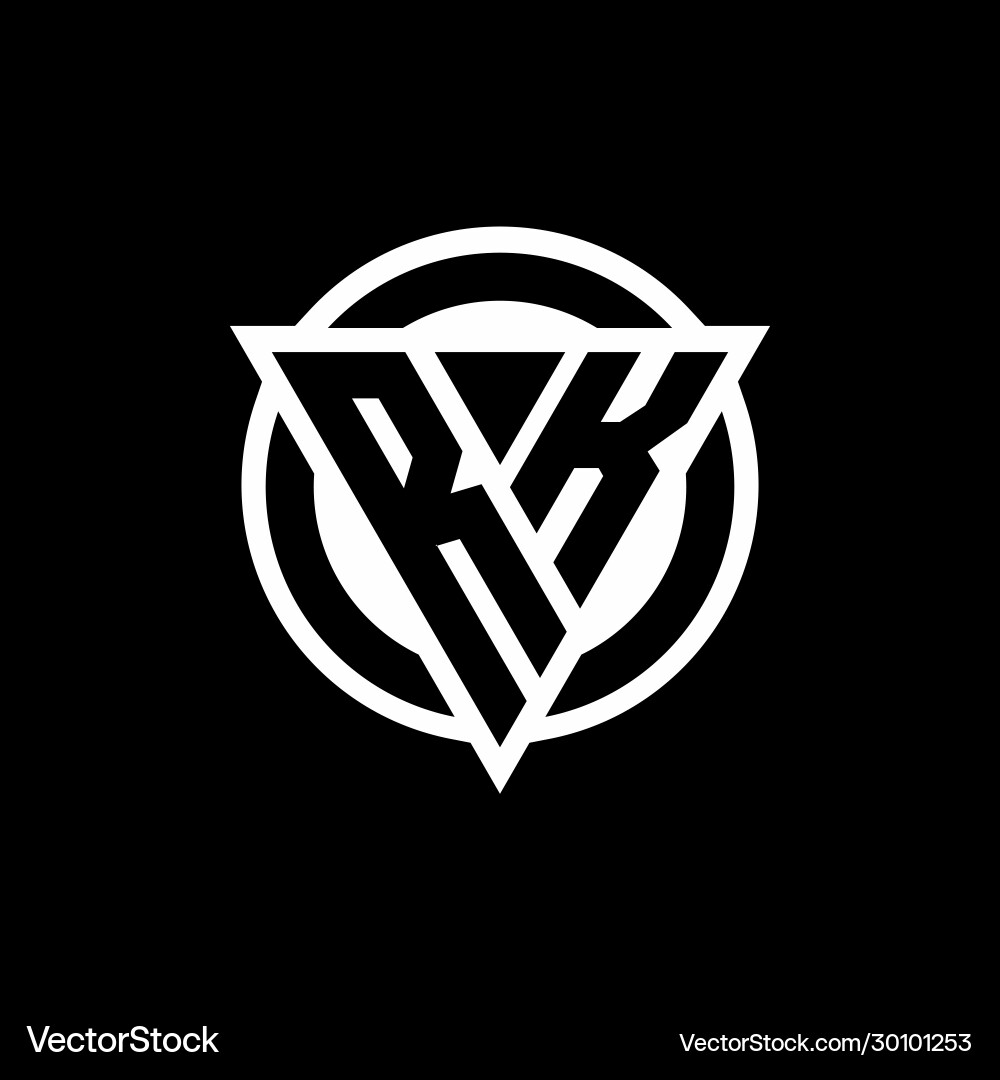 Rk logo with negative space triangle shape Vector Image