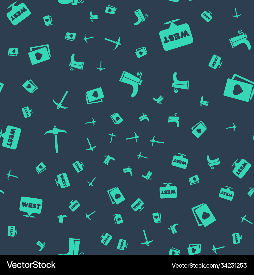 Set cowboy boot pointer to wild west pickaxe vector image
