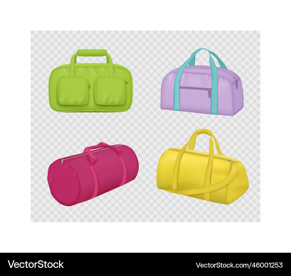 Sport bag realistic bags for fitness clothes Sport bag realistic bags for fitness clothes vector image