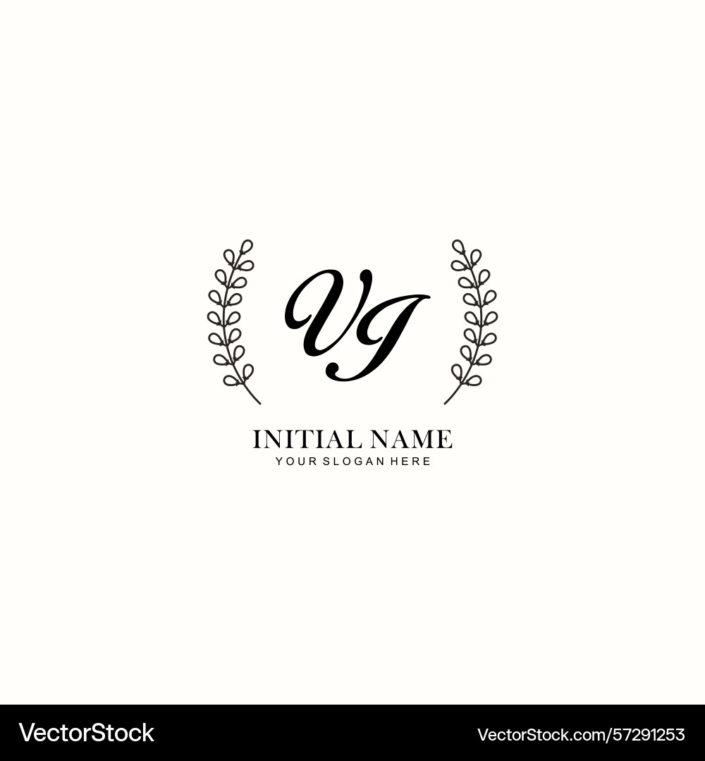 Vi initial logo templates with botanical elements Vector Image