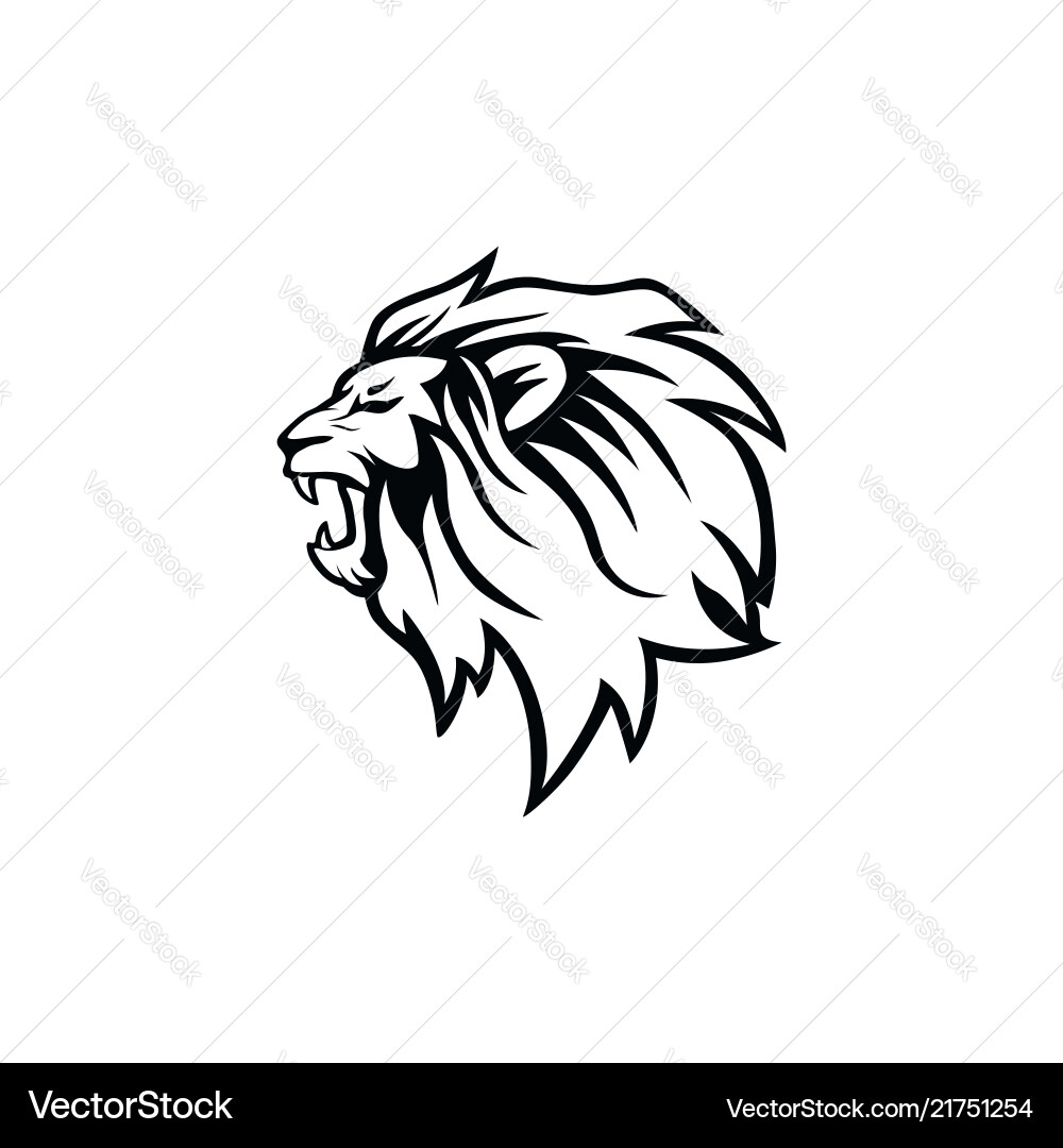 Angry roaring black and white lion head logo Angry roaring black and white lion head logo vector image