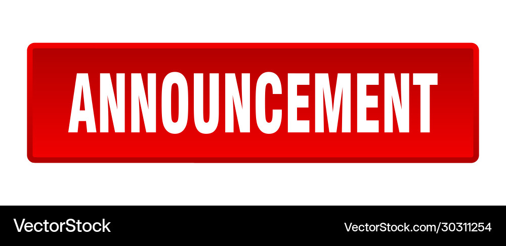 Announcement button square red push Vector Image