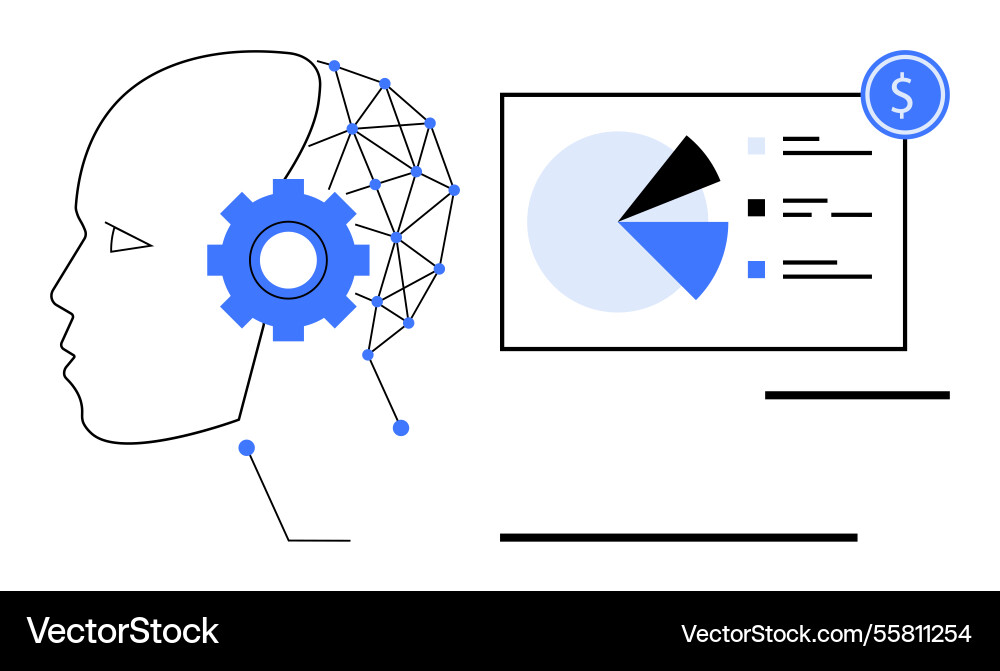 Artificial intelligence analyzing data insights Artificial intelligence analyzing data insights Vector Image