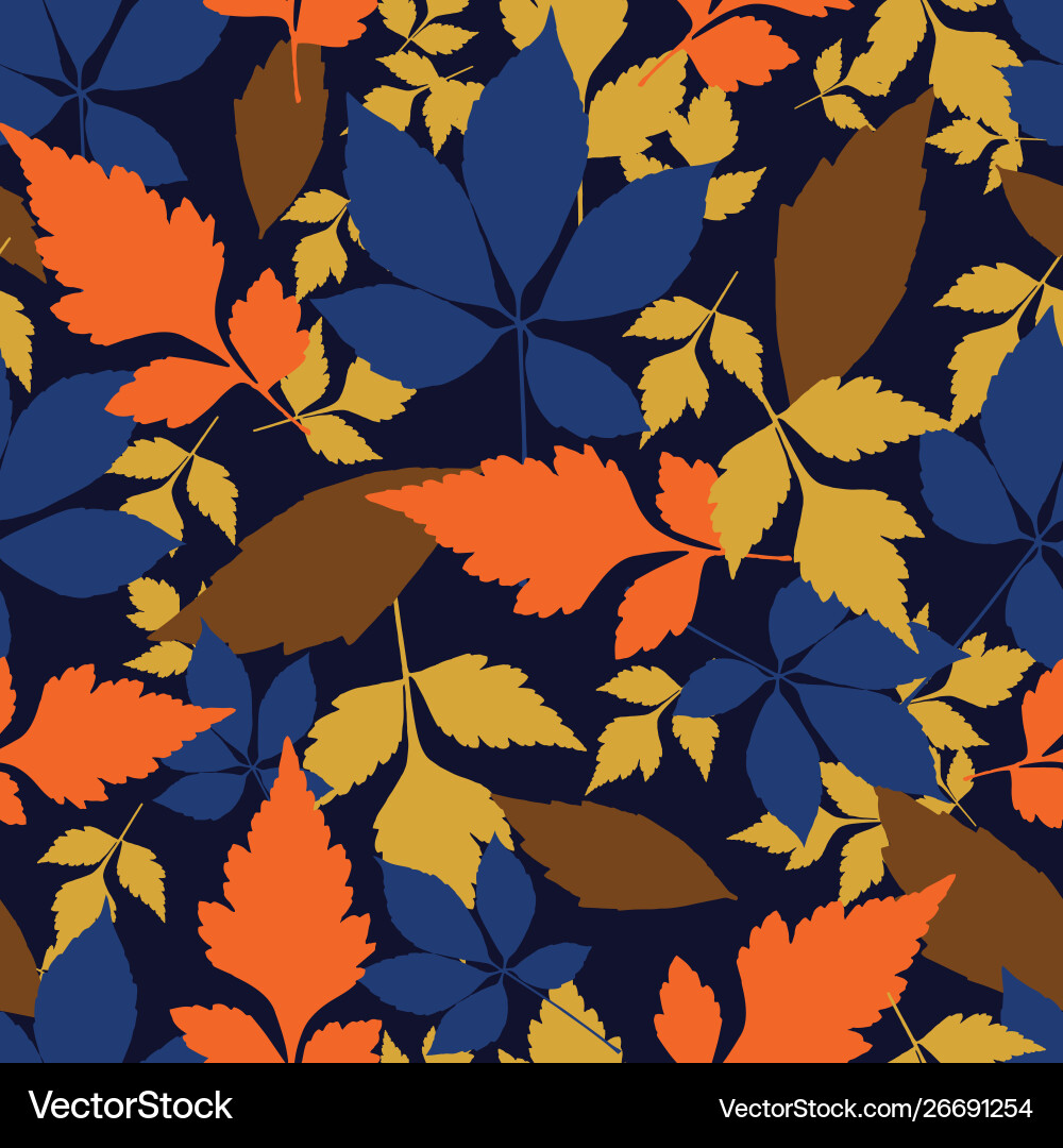 Autumn leaves seamless pattern repeat Autumn leaves seamless pattern repeat Vector Image