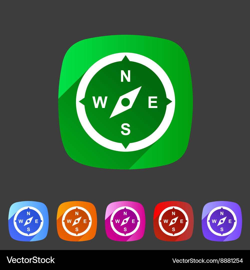Compass navigation location icon flat web sign vector image