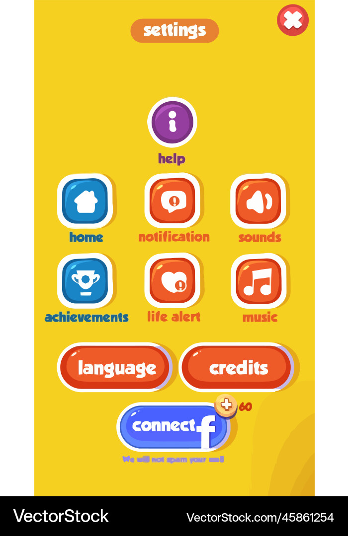 Complete set of level button game ui pop-up icon vector image