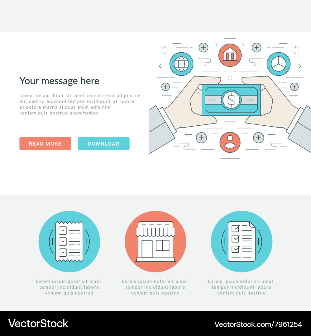 Flat line business concept web site header Vector Image
