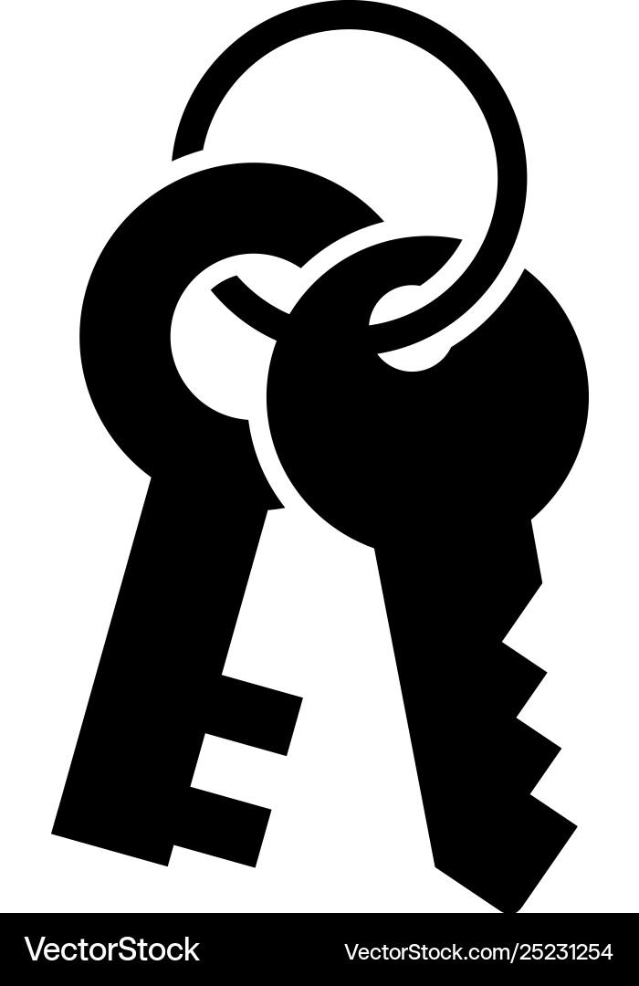 Key icon in flat style for app ui websites black Key icon in flat style for app ui websites black vector image