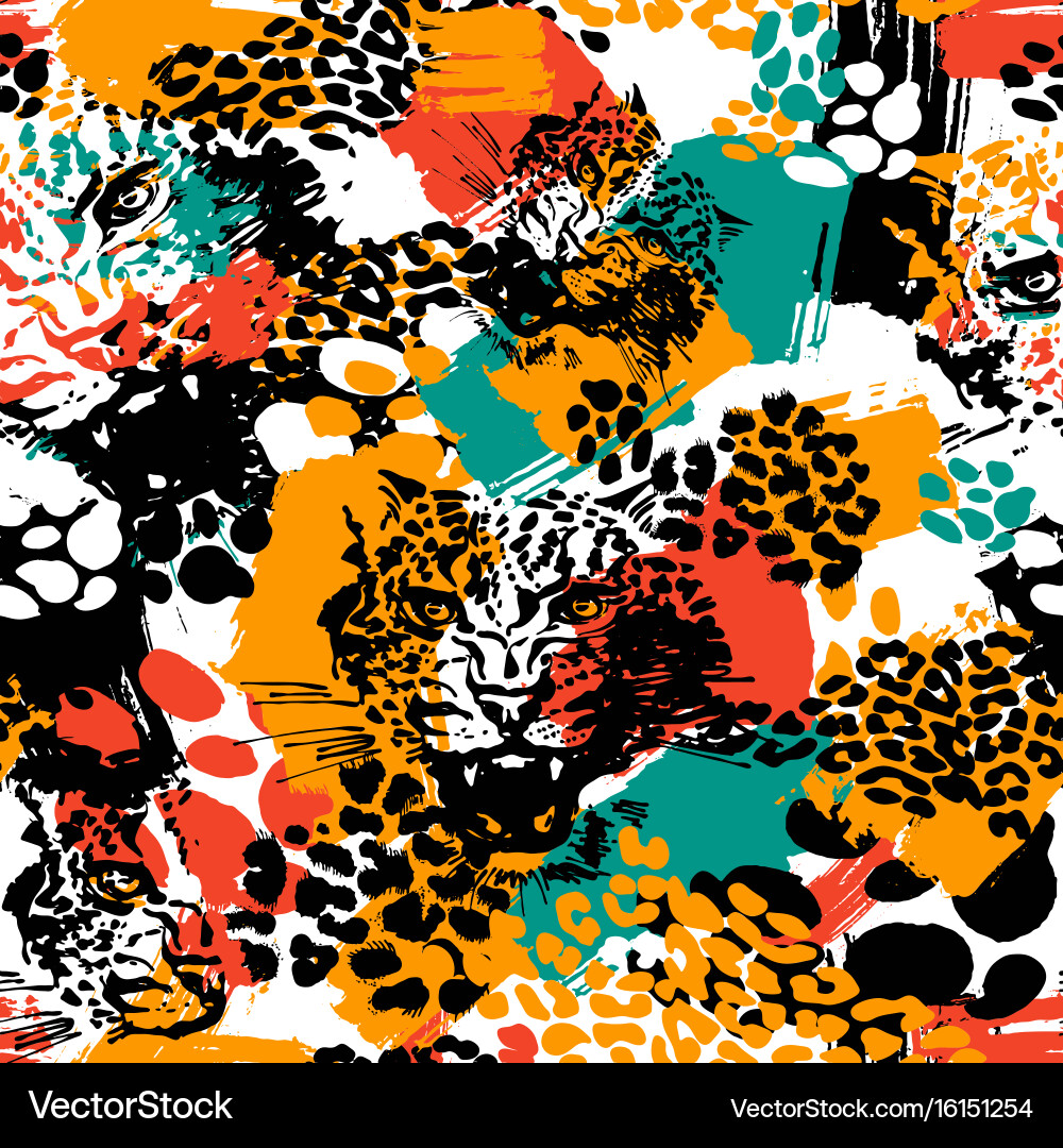 Leopard exotic cat seamless pattern Vector Image