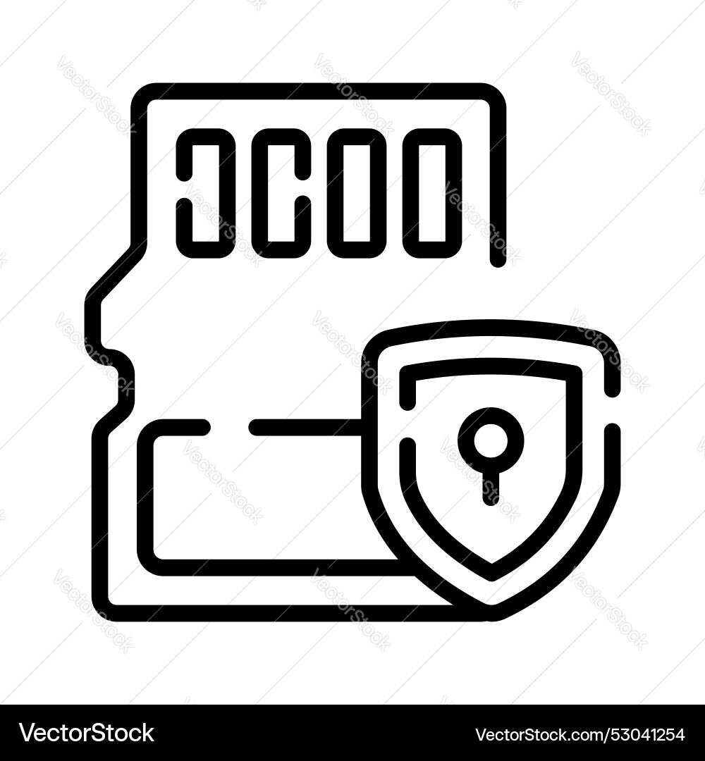 Locked memory card with shield sd security Vector Image