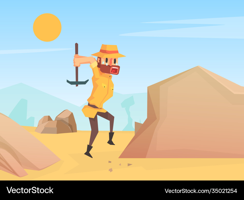 Man archaeologist scientist character working Man archaeologist scientist character working vector image