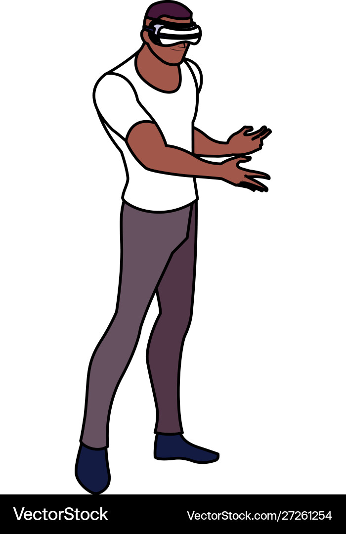 Man using technology augmented reality Vector Image