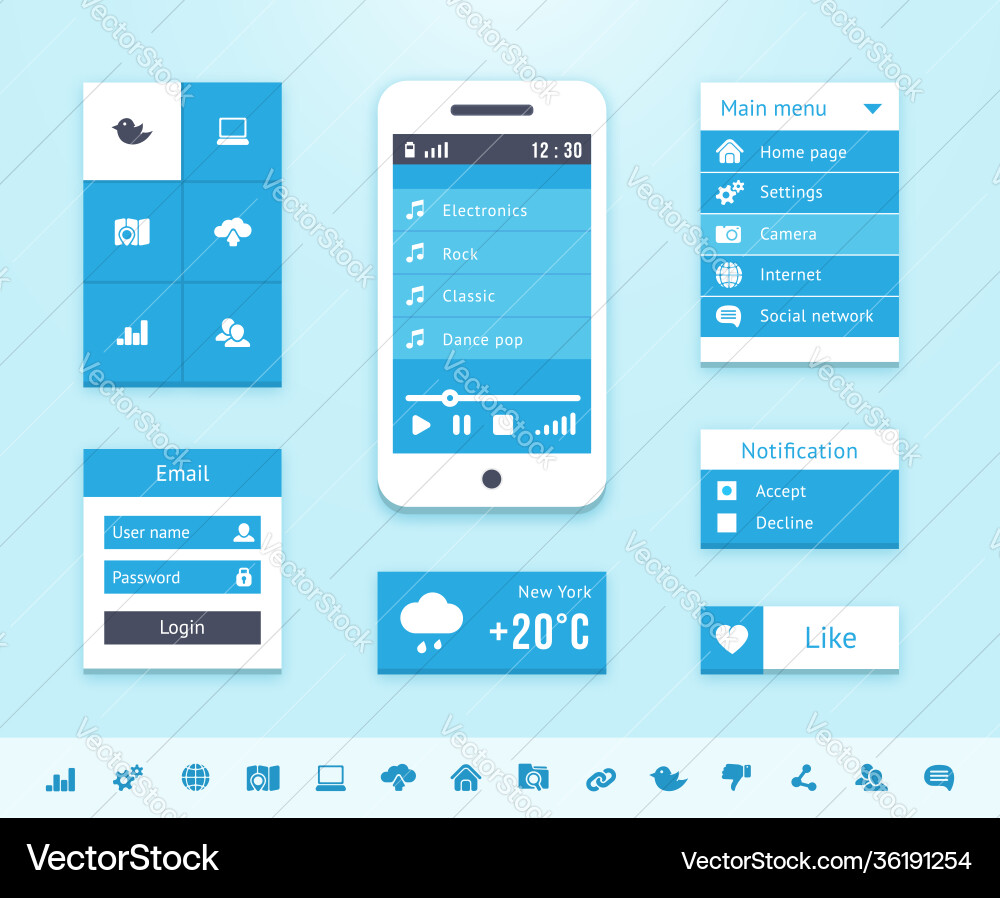 Mobile os ui interface elements Mobile os ui interface elements vector image