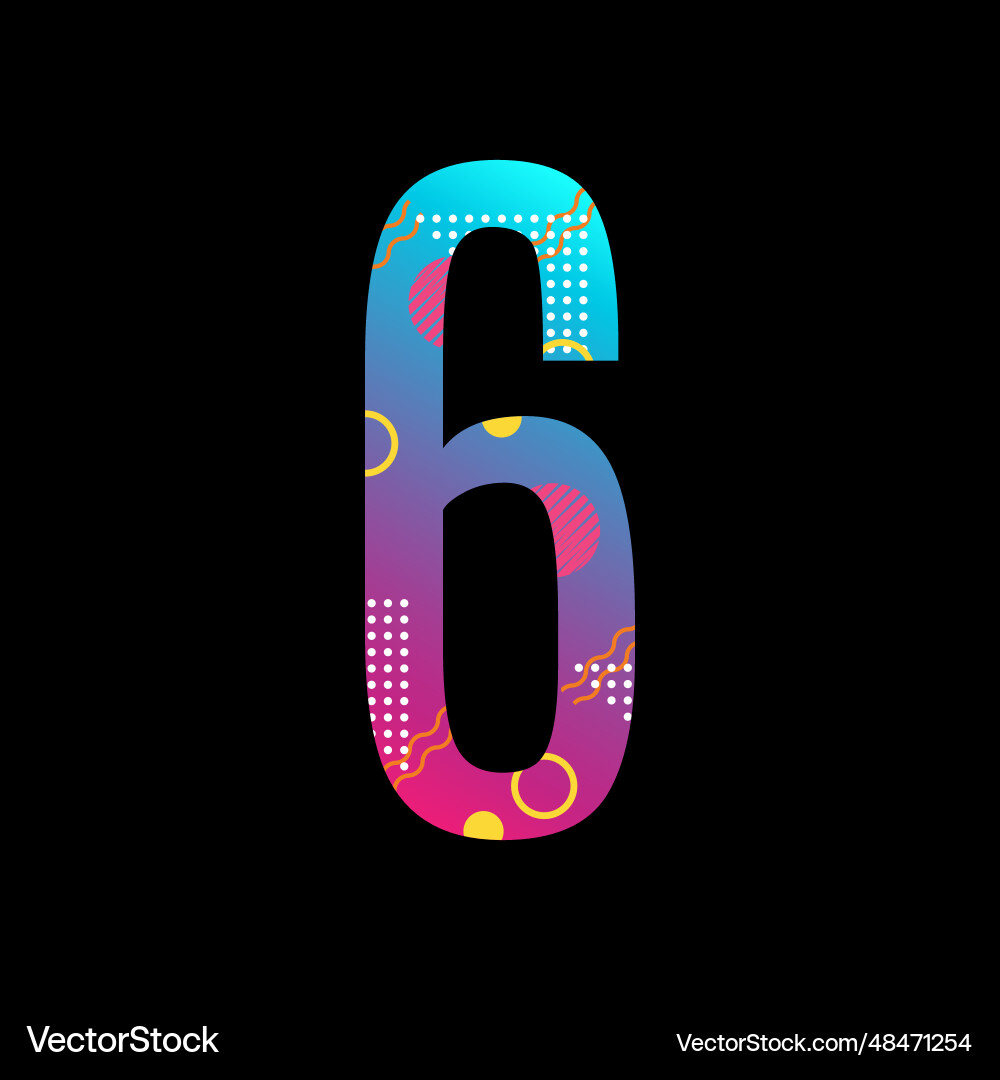 Modern abstract number colorful 6 Modern abstract number colorful 6 Vector Image