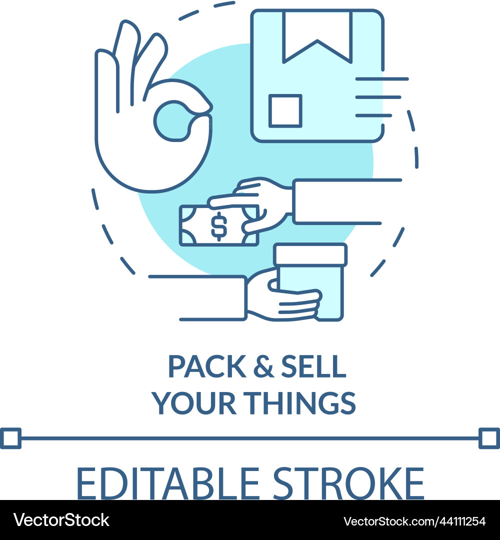 Pack and sell your things turquoise concept icon Pack and sell your things turquoise concept icon vector image