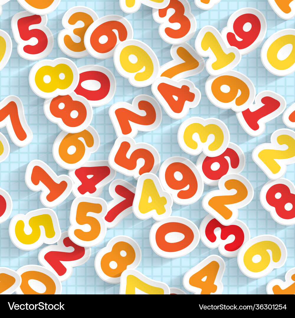 Paper digits seamless pattern handmade font Vector Image