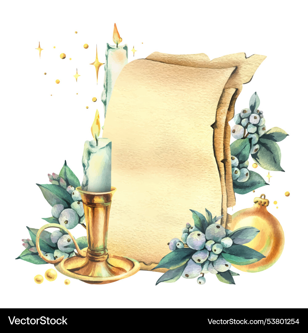Papyrus paper sheets for text empty with candle Papyrus paper sheets for text empty with candle Vector Image