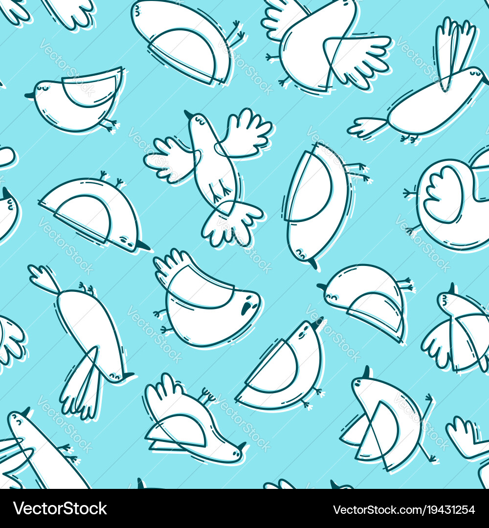 Seamless pattern with abstract cute birds simple Vector Image