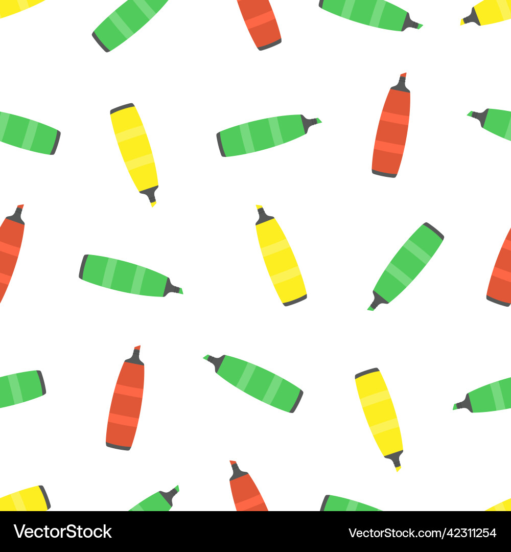 Seamless pattern with colored highlight pens Seamless pattern with colored highlight pens Vector Image