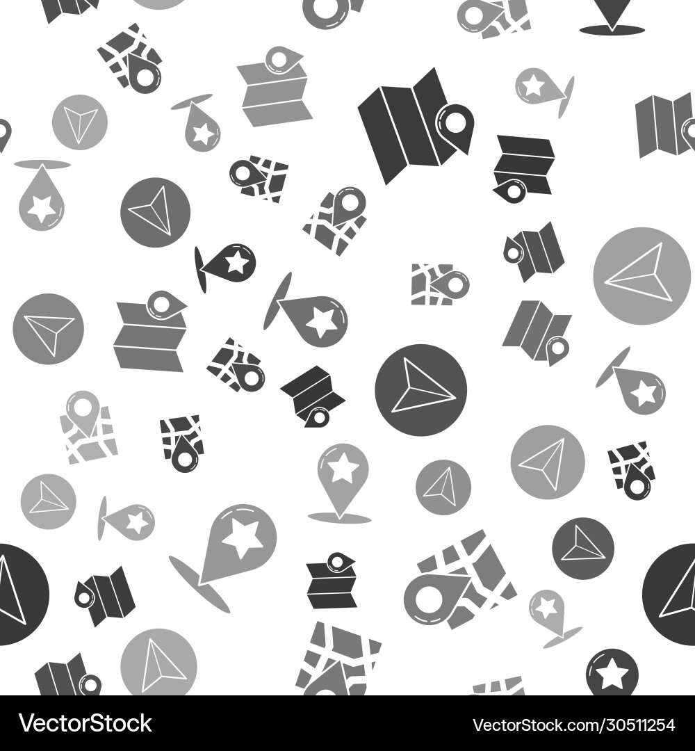 Set folded map with location marker Set folded map with location marker vector image